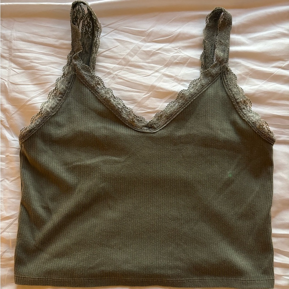 American Eagle Outfitters Ribbed Olive Top
